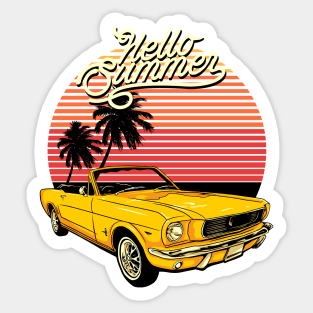 Hello Summer Taxi Beach Sticker